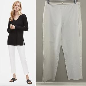 Eileen Fischer Lagenloook Minimalist Capsule Organic Cotton White Slim Pant XS/S